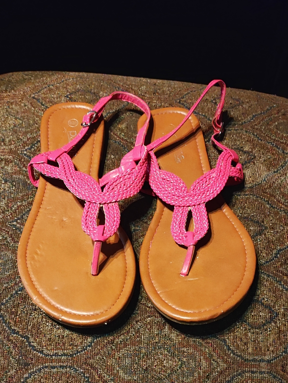 Palm Women's Pink Braided T-Strap Sandals
